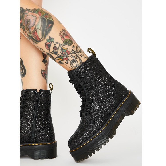 glitter platform boots